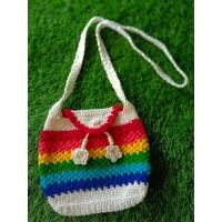 ราคา กระเป๋าถัก กระเป๋าสะพาย knit bag งานแฮนเมด ขนาด 7 5x8 นิ้ว สีรุ้ง ลายลูกสตอเบอรี่ ลูกเชอรี่ ทานตะวัน ลายหอยเชล สีครีม สีขาว จัดส่งไว (19897980137)