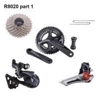 ราคา Shimano Ultegra ชุด R8070 R8020 2X11ชุดสร้างกลุ่มดิสก์เบรกไฮดรอลิคความเร็ว R8000 170มม 50 34ตันชุดเฟืองล้อ11 34ตันตลับลูกปืนด้านหลังตัวเปลี่ยนเกียร์ยาวชุดเปลี่ยนเกียร์ R8020เบรค R8070โซ่ HG701จักรยานถ