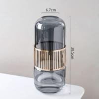 ราคา DT67 47 แจกันแก้วทรงกลมทรงสูงแต่งลายเหล็กดัดสีทอง (8276939472)