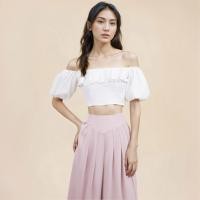 ราคา BRANCHÉ Off shoulder crop top with puff sleeve fit style White สีขาวเปิดไหล่เสื้อเซ็กซี่แฟชั่นรัดรูป (20545974756)