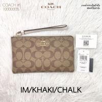 Coach 6648 Large Corner Zip Wristlet In Signature Canvas กระเป๋าสตางค์คล้องมือ
