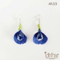 ราคา ต่างหูดอกอัญชัน งานดินปั้น จากดินไทย แบรนด์ ไอดินไทย idinthai Butterfly pea earrings (16469914744)