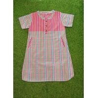 ราคา ชุดเดรสผ้าขาวม้า เสื้อผ้าขาวม้า คอจีน แขนสั้น ใส่สบาย (15980090847)