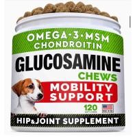 ราคา GLUCOSAMINE อาหารเสริมข้อต่อ การเคลื่อนไหว บรรเทาอาการปวดข้อ ดูแลสะโพกและข้อต่อของสุนัข 120 เม็ดเคี้ยว จาก U S A (18456077361)