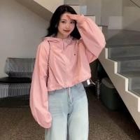 ราคา พร้อมส่ง เสื้อแจ็คเก็ต เสื้อคลุมผ้าร่ม ครอป ฮู้ดแขนยาว กันแดด กันลม แฟชั่นผู้หญิง ใส่สบาย ฟรีไซส์ อก40 (20052665071)