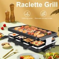 ราคา Raclette ตะแกรงย่างตั้งโต๊ะไฟฟ้าย่างบาร์บีคิวเกาหลีในร่มชีส Raclette สำหรับ8คนที่ถอดออกได้ Non Stick พื้นผิวอุณหภูมิควบคุม Amp เครื่องล้างจานปลอดภัย1300W (8804289523)
