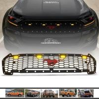 ราคา หน้ากระจัง กระจังหน้า มีไฟ LED สีเหลือง รุ่น ฟอร์ด เรนเจอร์ FORD RANGER MC ปี 2015 2017 สีดำ โลโก้ม้าแดง 1 ชิ้น (16892061600)