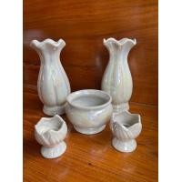 ราคา ส่งไว ชุดหน้าพระ แจกัน กระถางธูป เชิงเทียน ชุดบูชาพระ เซรามิก ชุด 5 ชิ้น กระถางธูปเทียน แจกันดอกไม้ถวายพระ (20132623903)