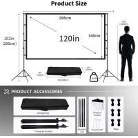 ราคา Projector Screen with Stand120 inch Indoor Outdoor Projection Screen Portable 16 9 4K HD Rear Front Screen with Carry Bag Wrinkle Free Design for Home Theater Backyard Cinema (15945833329)
