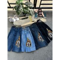 ราคา COD กางเกงยีนส์สามส่วน กางเกงยีนส์สามส่วนกะโหลกไฟ (20756529011)