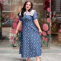 ราคา Plus size เดรสยาวผ้ายีนส์ลายดอกไม้ งานป้ายสาวอวบ เสื้อผ้าแฟชั่นผู้หญิงอ้วน ทรงเจ้าหญิง รุ่น ด จีร่า B15 (20766638434)