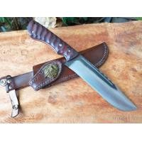 ราคา มีดโบวี่ มีดแคมป์ มีดเหน็บ มีดต่อสู้ มีดพก มีดเดินป่า fulltang 7 5 เหล็ก SUP9 ผิวไฟ เซาะร่อง สันหยัก ด้ามพะยูงแต่งลาย หมุดโมเสค ซองหนังแท้ บุPE (20813623191)