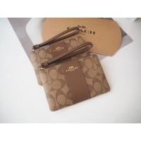 ราคา COACH คล้องมือ Size S แบบ 1 ซิป Signature Coated Canvas with Leather Stripe (18650043841)