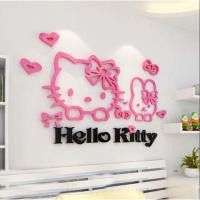 ราคา วอลเปเปอร์คิตตี้ อะคริลิกตกแต่งผนัง แผ่นอะคริลิคติด 3D สติกเกอร์ รูปทรง 3D แบบลอกออกได้ สำหรับตกแต่งผนัง (20497393847)