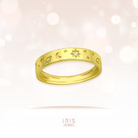 ราคา IRIS JEWEL แหวนเงินแท้925 ชุปทอง14K Silver Star and Moon Ring with Cubic Zirconia (15648129342)