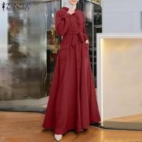 ราคา HijabFab ZANZEA Muslimah ชุดมุสลิมแขนยาวชุดเดรสแม็กซี่อิสลามชุดชุดยาวแบบตุรกีชุดเดรสอาบายา 20 (20358890808)