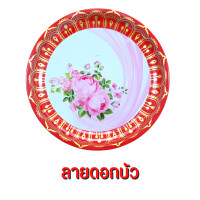 ราคา ถาดสังกะสีเคลือบผิวลายดอก ถาด ถาดแดง ขนาด 30cm ถาดสังกะสี ถาดไหว้เจ้า (14364339051)