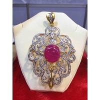 ราคา พร้อมส่ง จี้เพชรCZพลอยทับทิมแท้ ตัวเรือนไมครอน มีเข็มกลัดในตัว (19838196140)