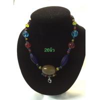 ราคา สร้อยคอลูกปัดโบราณหินน้ำผึ้งลูกปัดหลากสีโบราเส้นใหญ่ยาว 26 ห้อยพระ (12605878710)