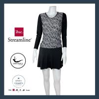 ราคา มี SMLXL ชุดว่ายน้ำแขนยาว กระโปรงด้านในมีกางเกงขาสั้น ชุดว่ายน้ำสีดำ Swim world by BSC Streamline (19445591416)