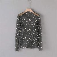 ราคา Fhสดชื่น เสื้อยืดสตรีตาข่ายซีทรูเสื้อคอเต่าแขนยาวผ้าโปร่ง (13879234838)