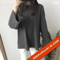 ราคา INS เสื้อยืดแขนยาวผู้หญิง คอกลม สีพื้น oversize หลวมๆ ทรงปล่อยตรงผ้าคอตตอน 358 (11091201115)