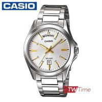 ราคา Casio Standard นาฬิกาข้อมือผู้ชาย สายสแตนเลส รุ่น MTP 1370D 7A2VDF หน้าเงิน ขีดทอง (451329)