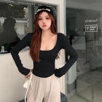 ราคา เสื้อครอปแขนยาวคอวี สีพื้น ทรงหลวม โชว์หลังแนวเซ็กซี่ เสื้อผ้าแฟชั่น (14585624789)