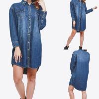 ราคา Wrangler เดรสเชิ้ตผ้ายีนส์ผู้หญิง ของแท้100 ชอปไทย สียีนส์ แต่งปักเท่ๆปกเสื้อ (19343595681)