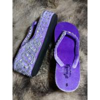 ราคา รองเท้ากำมะหยี่ส้นเตารีดม่วงพาสเทลแต่งเพชร (17268697561)