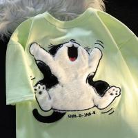 ราคา Ponds เสื้อยืด ยืดว่างเปล่า พิมพ์การ์ตูนน่ารัก น่ารักนุ่มน่ารักการ์ตูนลูกแมวปักตุ๊กตา (20696107240)