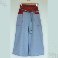 ราคา กางเกงผ้าฝ้ายขาบาน แต่งแถบนากาสไตล์ล้านนา (20433263641)