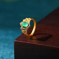 ราคา Her Lab Jewelry แหวนพลอยคาลซิโดนีธรรมชาติชุบทองโบราณหรูหราย้อนยุคแหวนราชินีสตรีแหวนปรับรูเปิดได้แหวนแฟชั่น (19208687548)