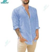 ราคา 100 ของแท้ เสื้อเชิ้ตผ้าลินินเสื้อคาร์ดิแกนชุดลำลองแขนยาวอินเทรนด์ผู้ชายเรียบง่ายสีทึบคอตั้งเสื้อทรงหลวม คืนได้ภายใน15วัน (19278015409)