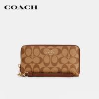 ราคา COACH กระเป๋าสตางค์ผู้หญิงรุ่น Long Zip Around Wallet In Signature Canvas สีครีม C4452 IME74 (9219966444)