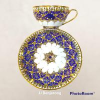 ราคา ชุดชา กาแฟ espresso เบญจรงค์ 1 ชุด ขนาด 90 มิลลิลิตร Royal Porcelain ONE espresso sized cup and saucer 90 ml handpainted by JJ Benjarong (10025258904)