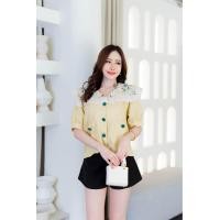 ราคา เสื้อคอปกลายดอกสีเหลือง (20565814369)