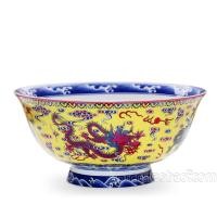 ราคา จิ่งเต๋อเจิ้นชามข้าวขนาดใหญ่เซรามิกเคลือบสีเคลือบสีแบบโบราณมีเอกลักษณ์พิเศษชามลายมังกรทรงสูงสไตล์จีนชามก๋วยเตี๋ยวชามโจ๊ก (11997982436)