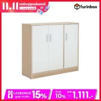 ราคา Pre Order Furinbox ตู้รองเท้า 3 บานเปิด รุ่น MINIO ขนาด 90 ซม สีไวท์ โอ๊ค (20382472702)