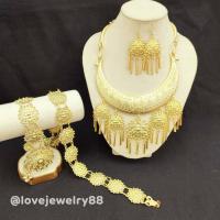 ราคา ชุดเครื่องประดับ สีทอง 3 ชิ้น ต่างหู สร้อย เข็มขัด ออกงานต่าง ๆ มีหลายแบบให้เลือก สินค้าพร้อมจัดส่งจากประเทศไทย (20654418251)