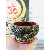 ราคา พาน 4 นิ้ว สีแดงทองโบราณ พานไม้ พานขันโตก ถาดกลม (9756733829)