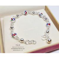 ราคา สร้อยข้อมือเงินแท้92 5 เม็ดปะคำ ลงยา สลับเม็ดเงิน งานไทยๆ สีสวยค่ะ ขนาดประมาณ 2 สลึงตัน Free size 6 5 7 นิ้ว งานไทย (14387253349)