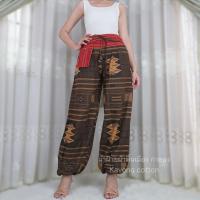 ราคา กางเกงขายาว ผ้าฝ้ายลายนากา เอวยืด ใส่ได้ทั้งชายและหญิง กางเกงชาวเขา (20456116670)