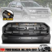 ราคา กระจังหน้า หน้ากระจัง มีไฟ LED สีเหลือง รุ่น ฟอร์ด เรนเจอร์ FORD RANGER MC ปี 2015 2017 โลโก้ FORD สีเทาไวแทรค 1 ชิ้น (18904529812)