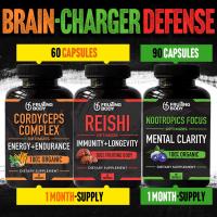ราคา Mushroom Brain Charger Defense Combo Value Pack x3 Bottles เห็ดหลินจือ Reishi ถั่งเช่า Cordyceps Complex Nootropics Focus OPTIONS 60 or 120 Cap 1 or 2 month supply Nootropics 90 1 month supply (205965