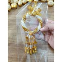 ราคา พวงมาลัยมุกถัก2ชายโซ่ 3 มิล พวงกลม 2ชายตรงมุกขาว มุกทอง (18264397263)