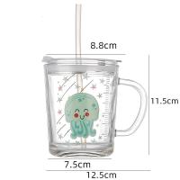 ราคา แก้วน้ำ 350 400 มล แก้วน้ำพร้อมฝาปิด มีหูจับ ใส่ร้อน เย็นได้ แถมหลอดซิลิโคน ลายการ์ตูนน่ารัก แก้วน้ำสำหรับเด็ก แก้ว (16735769874)