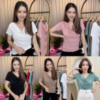 ราคา New Collection เสื้อคอถ่วง แขนสั้น ผ้าซีทรู ไฟเบอร์เกาหลี (15764830096)