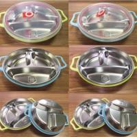 ราคา ถาดหลุมสแตนเลส3ช่อง ถาดอาหารกลม3ช่องพร้อมฝามีหูจับ18cm (19970486583)