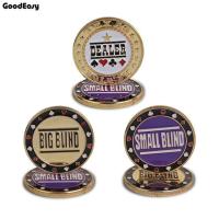 ราคา 3PCS Casino Poker Metal Texas Poker Chips Black Jack Coins Set Metal Poker DEALER SMALL BLIND BIG BLIND Button Accessories (19801019168)